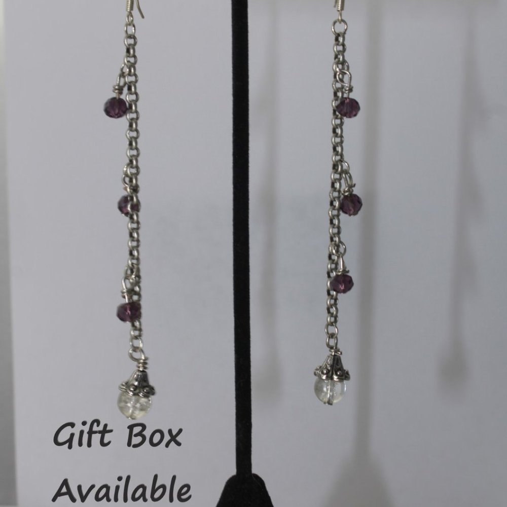 Purple Clear Crystal Chain Dangle